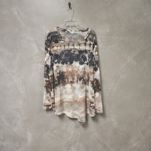 Erin London Women's Mesh Style Aztec Print Long Sleeve Shirt Size 3X - Picture 3 of 6